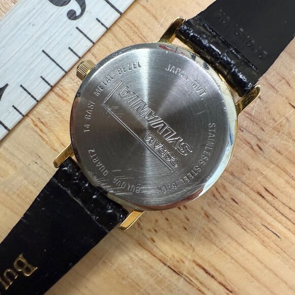 Bulova Gold-Tone Black Leather Analog Ladies Watch NOT TESTED - Picture 7 of 9